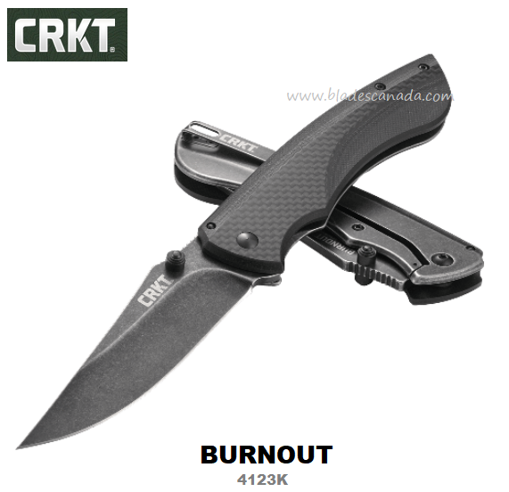 CRKT Burnout Folding Knife, Assisted Opening, Carbon Fiber/G10, CRKT4123K